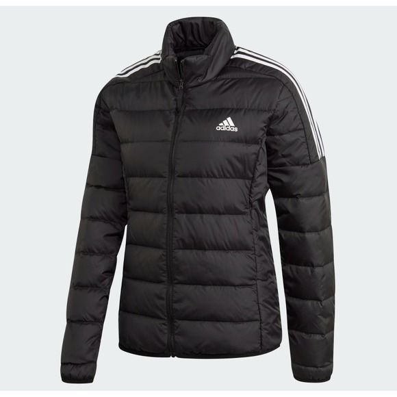 adidas Jackets & Blazers - Adidas Essentials Down Jacket Women's Large Puffer Black Stripes Lightweight